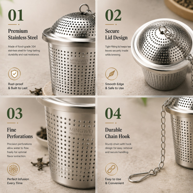 Stylish Grace Tea Ball Designed for Everyday Cooking &amp; Kitchen Excellence – Silver (H-5, W-5 CM)