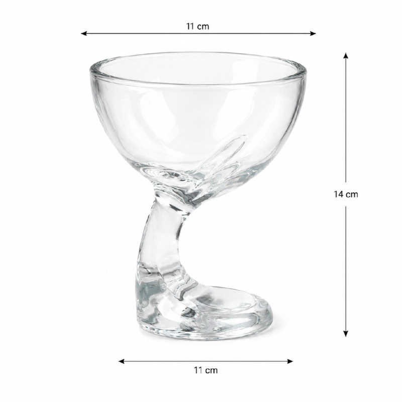 Luxury Gravity-Style Dessert Bowl with Unique Stem Design, Transparent, 14 x 11 cm