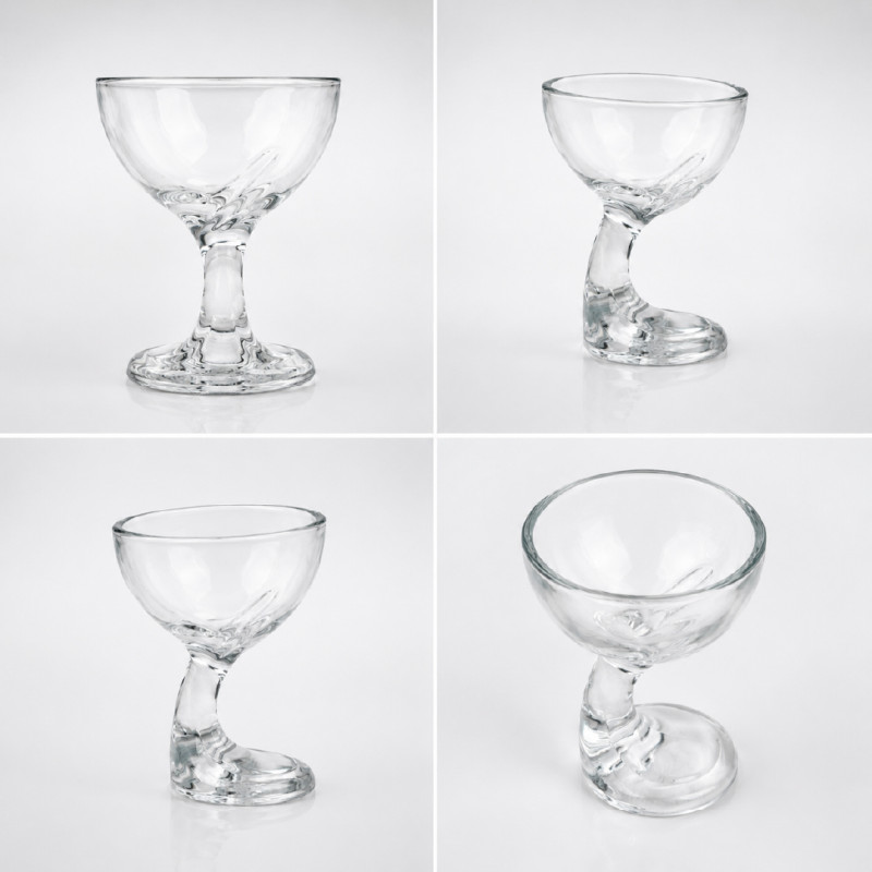 Luxury Gravity-Style Dessert Bowl with Unique Stem Design, Transparent, 14 x 11 cm