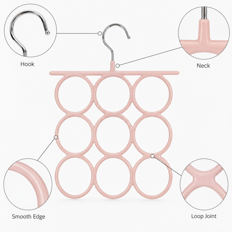 Pure Shine Clothing Ring Hanger Designed for Effortless Laundry &amp; Garment Care – Pink (H-34, W-24 CM)