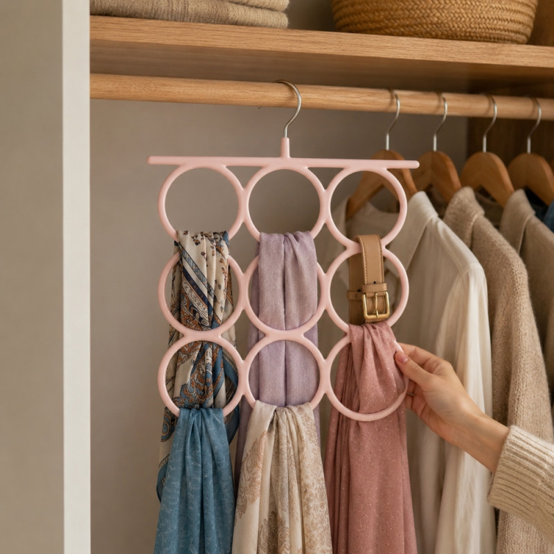 Pure Shine Clothing Ring Hanger Designed for Effortless Laundry &amp; Garment Care – Pink (H-34, W-24 CM)