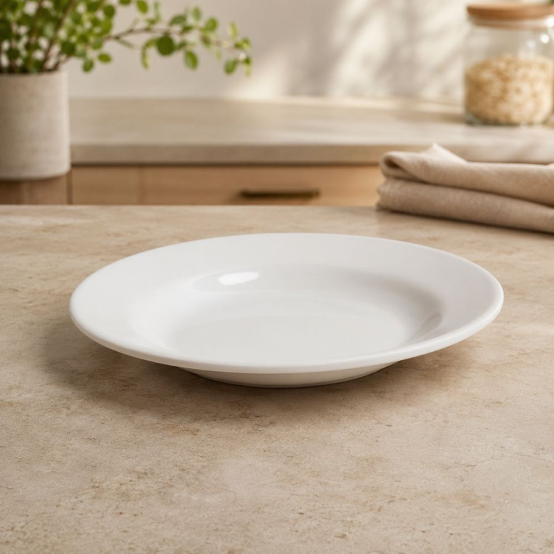 White Ceramic Plate (18 cm) – Classic