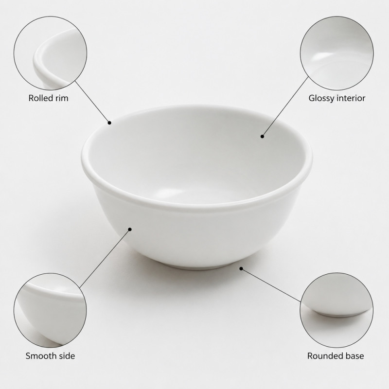 4-Bowl Small Ceramic Bowl – White (H-5cm X W-10cm)