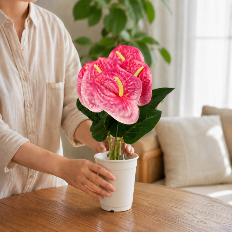 Elegant Bloom Artificial Anthurium Plant - Pink (Medium)