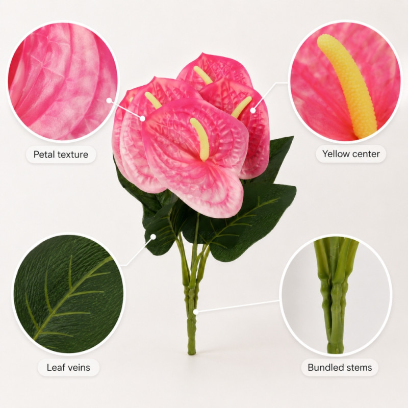Elegant Bloom Artificial Anthurium Plant - Pink (Medium)