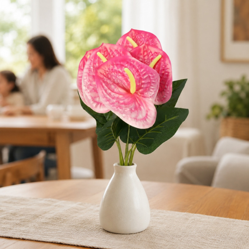 Elegant Bloom Artificial Anthurium Plant - Pink (Medium)