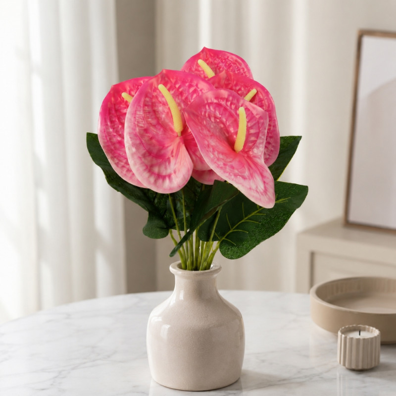 Elegant Bloom Artificial Anthurium Plant - Pink (Medium)