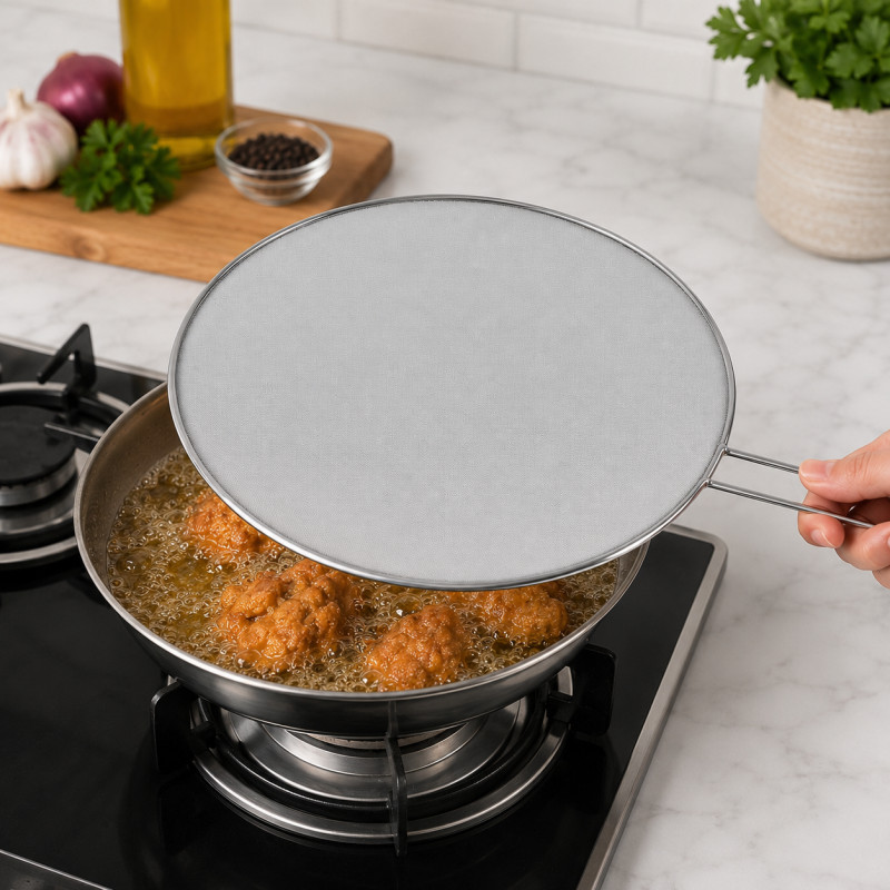 Preferred Series Splatter Screen Designed for Everyday Cooking &amp; Kitchen Excellence – Silver (W-49, DIA-32 CM)