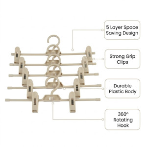 Select Grace Clothing Hanger Designed for Effortless Laundry &amp; Garment Care – Beige (H-10, W-34, L-7 CM)