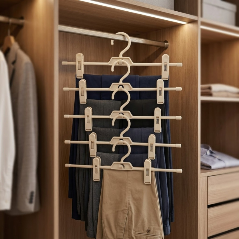 Select Grace Clothing Hanger Designed for Effortless Laundry & Garment Care – Beige (H-10, W-34, L-7 CM)