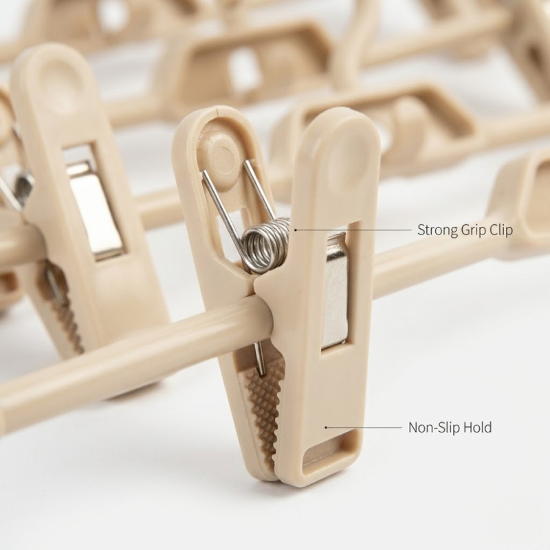 Select Grace Clothing Hanger Designed for Effortless Laundry & Garment Care – Beige (H-10, W-34, L-7 CM)