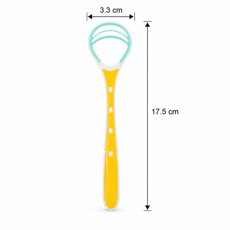 Professional Grade Lotus Tongue Scraper Cleaner - Ergonomic 17.5cm Design - Yellow & Aqua
