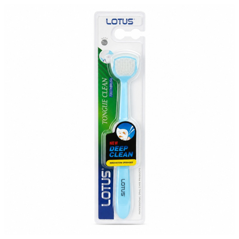 Professional Grade Ergonomic Dual-Action Tongue Scraper Cleaner | Soft Rubber &amp; Bristle Design | 18.5x2.5cm Aqua