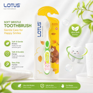 Provocative Lotus Kids soft bristle toothbrush designed for children aged 3 and up – White & Green (14cm) Provocative Lotus Kids soft bristle toothbrush designed for children aged 3 and up – White & Green (14cm)