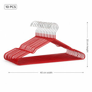 10-Pack Metal Clothes Hangers – Red