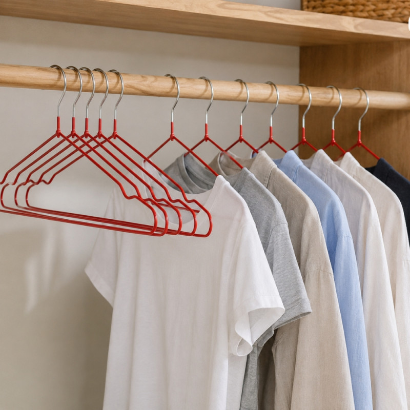10-Pack Metal Clothes Hangers – Red
