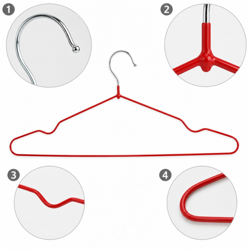 10-Pack Metal Clothes Hangers – Red