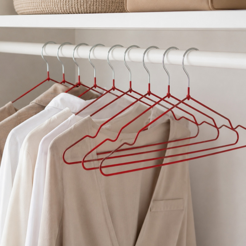 10-Pack Metal Clothes Hangers – Red
