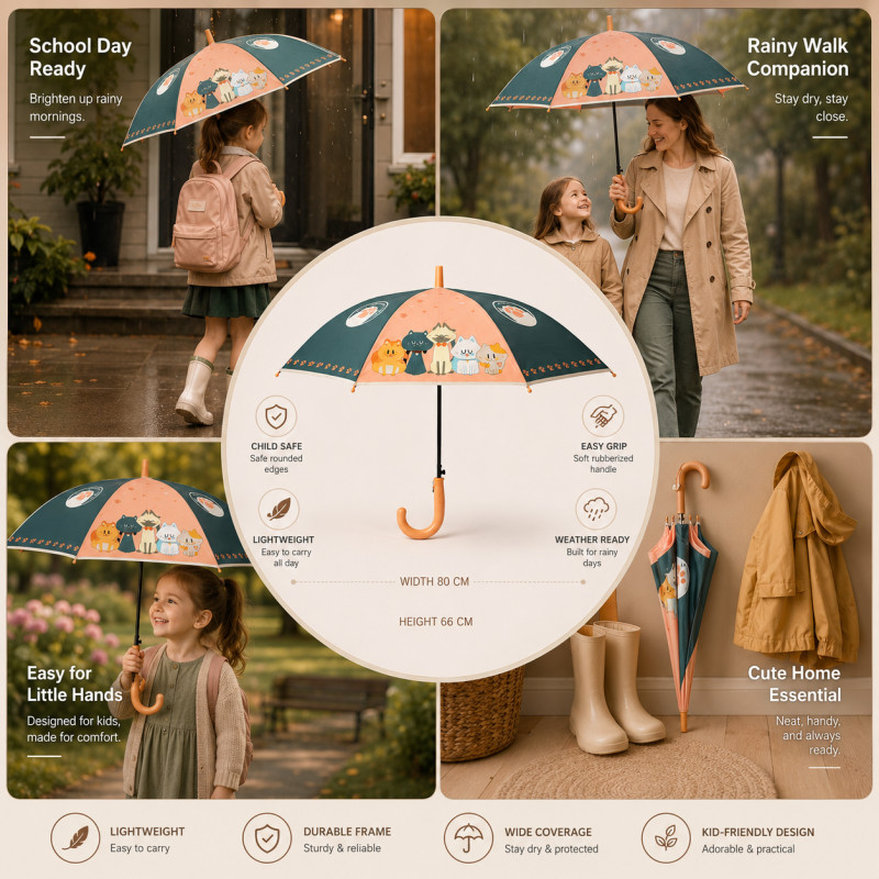 Chic Shine Umbrella Designed for Weather Protection & Style – Forest Green (H-66, W-80 CM)