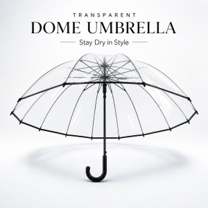 Professional Clear Bubble Umbrella – High-Visibility Transparent Canopy (100cm)