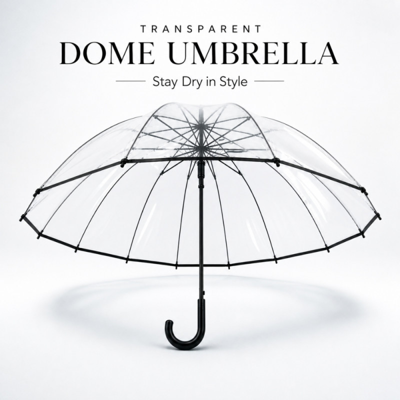 Professional Clear Bubble Umbrella – High-Visibility Transparent Canopy (100cm)