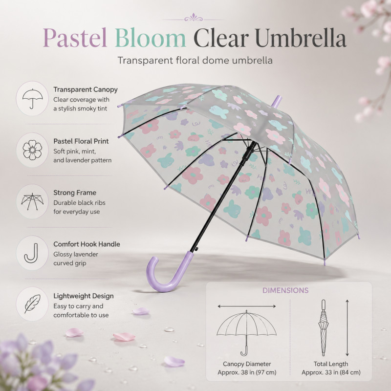 Transparent Floral Umbrella