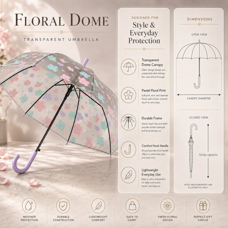 Transparent Floral Umbrella