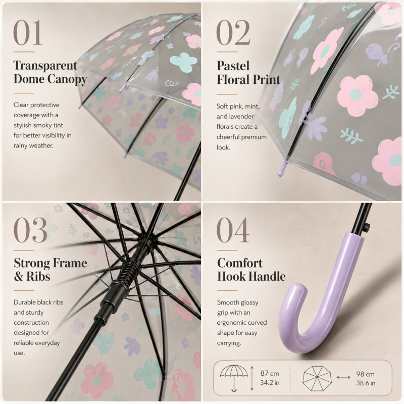 Transparent Floral Umbrella