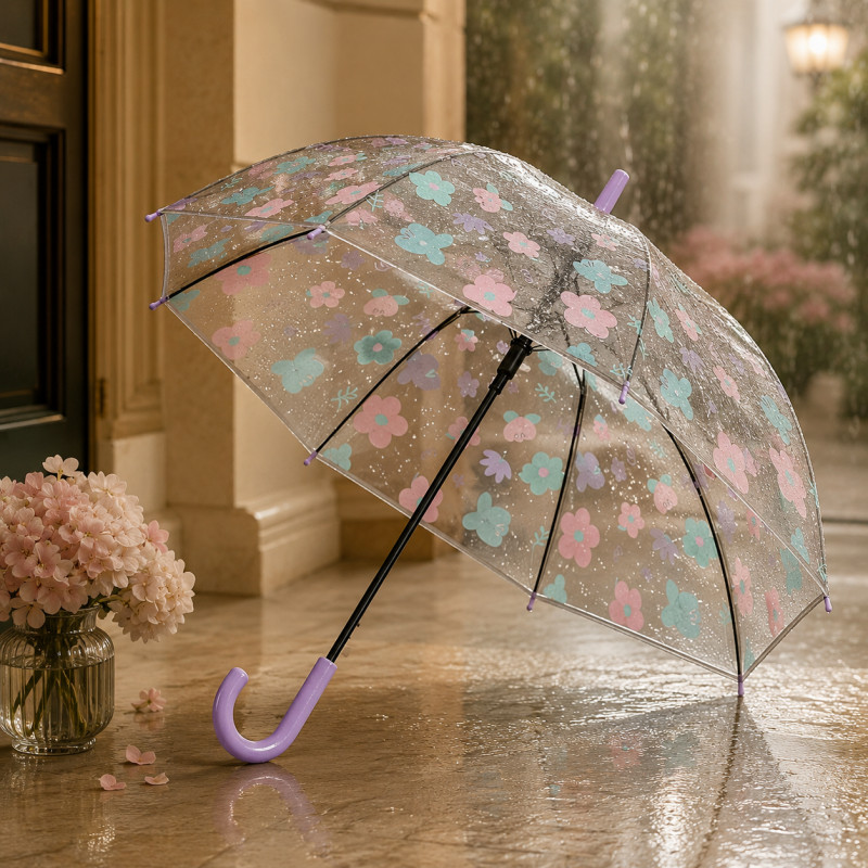 Transparent Floral Umbrella