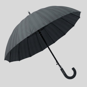 110cm Diameter Black Stick Umbrella with a J-Hook Handle and a 93cm Total Length – Dark Gray