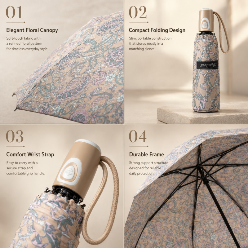 Dune Craft Folding Umbrella Designed for Weather Protection & Style – Tan (H-28, W-98, L-55 CM)
