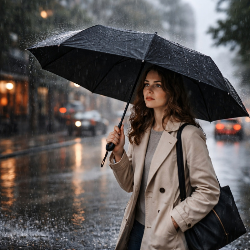 Versatile Automatic Black Folding Umbrella with Reinforced Frame and Water-Repellent Travel Canopy