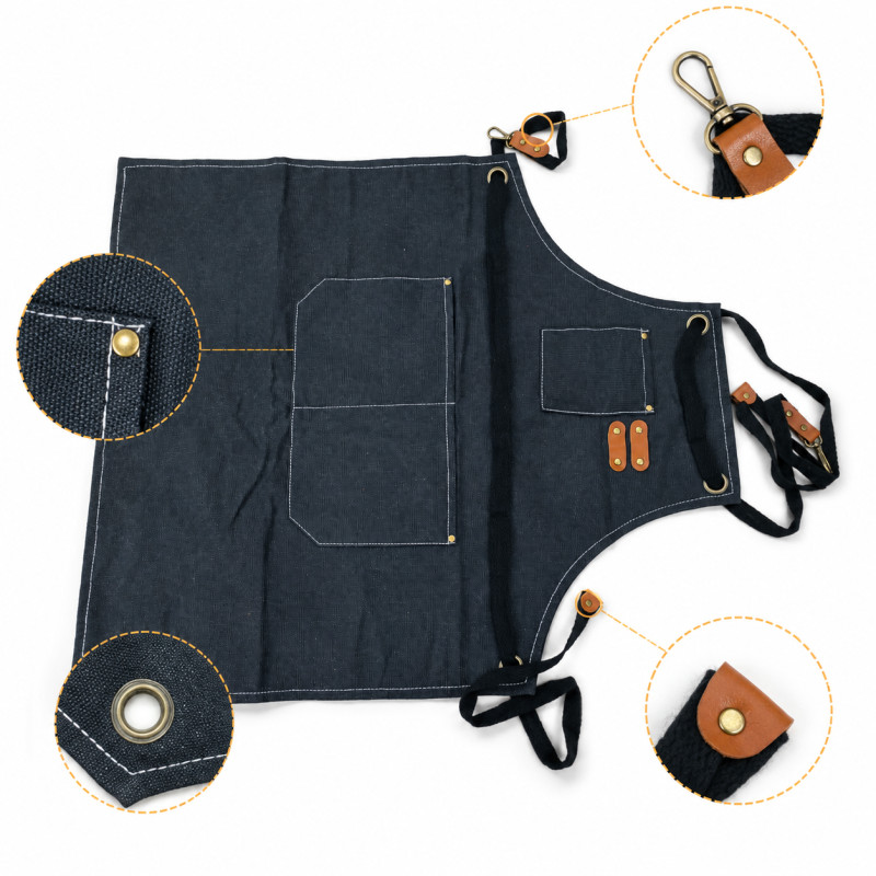 Refined Ease Kitchen Apron Designed for Everyday Cooking &amp; Kitchen Excellence – Black (H-75, W-68, L-34, D-19 CM)