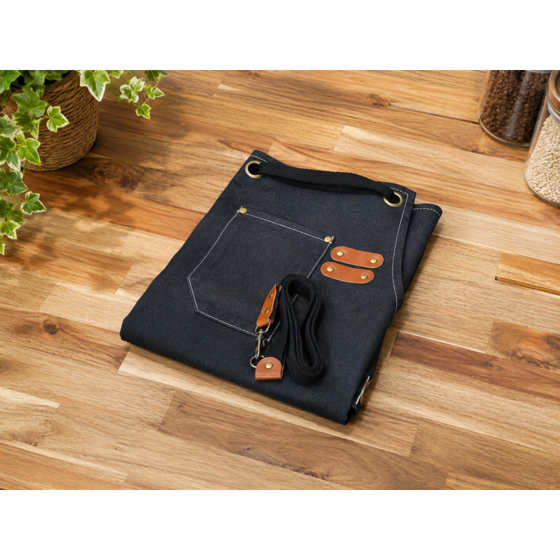 Refined Ease Kitchen Apron Designed for Everyday Cooking &amp; Kitchen Excellence – Black (H-75, W-68, L-34, D-19 CM)