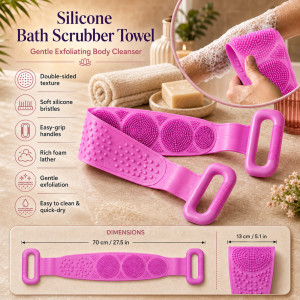 Flex Grip Exfoliating Towel Designed for Daily Self-Care &amp; Relaxation – Pink