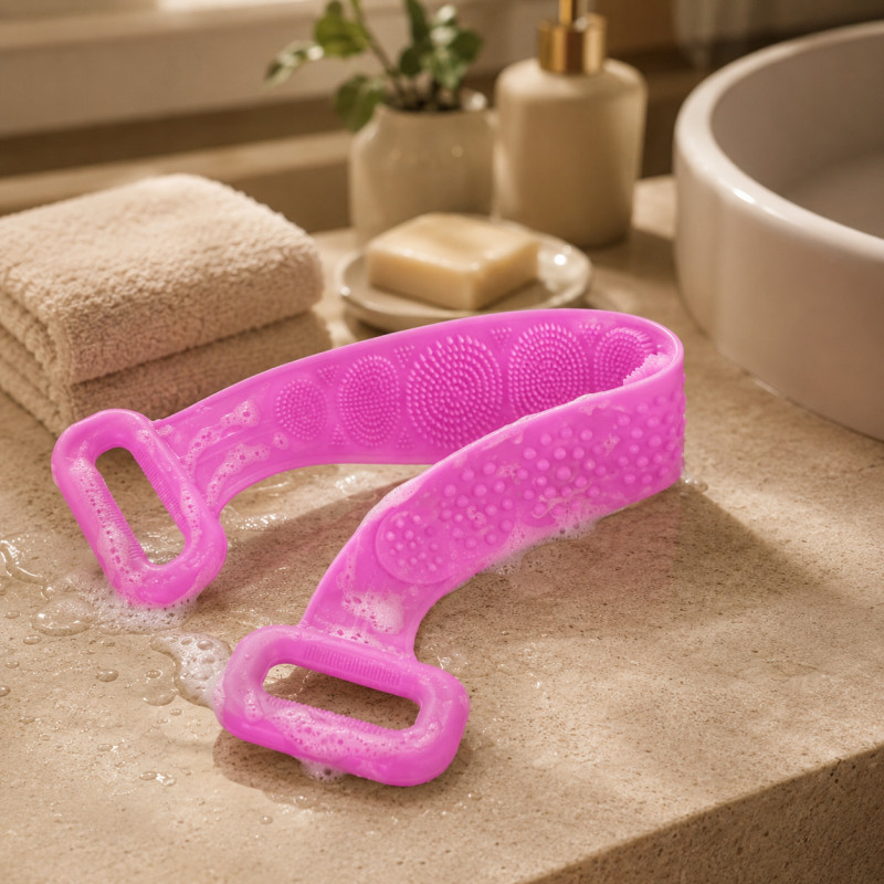 Flex Grip Exfoliating Towel Designed for Daily Self-Care & Relaxation – Pink