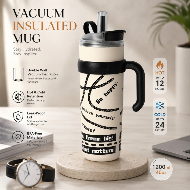 Prime Grace Vacuum Flask Designed for Temperature Retention &amp; On-the-Go – Beige (H-30)