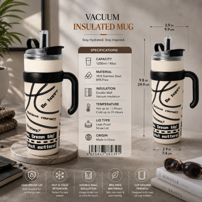 Prime Grace Vacuum Flask Designed for Temperature Retention &amp; On-the-Go – Beige (H-30)