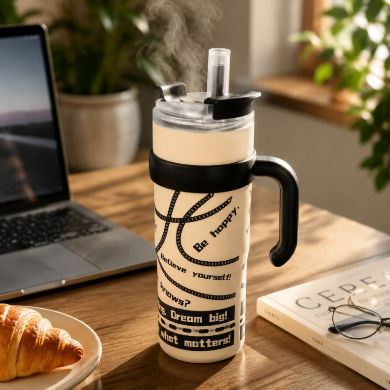 Prime Grace Vacuum Flask Designed for Temperature Retention &amp; On-the-Go – Beige (H-30)