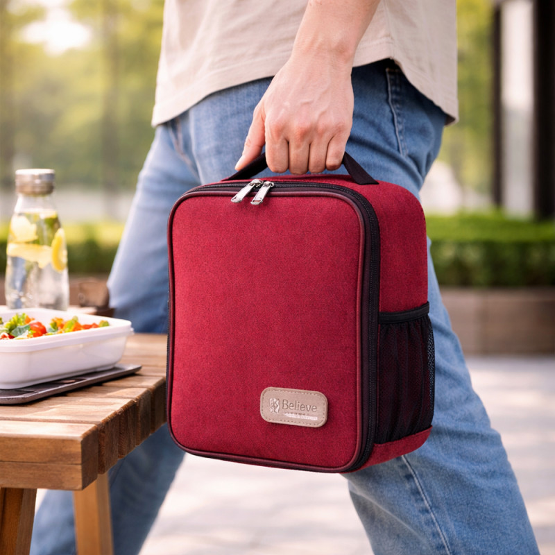 Insulated Thermal Lunch Bag – Classic Maroon (26cm)