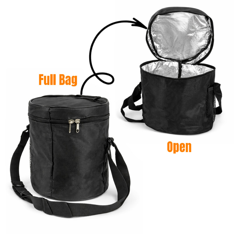 Insulated Cylindrical Lunch Bag With Adjustable Shoulder Strap