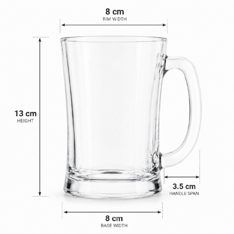Clear Glass Beer Mug for Large Pours – 13 x 8cm – Transparent