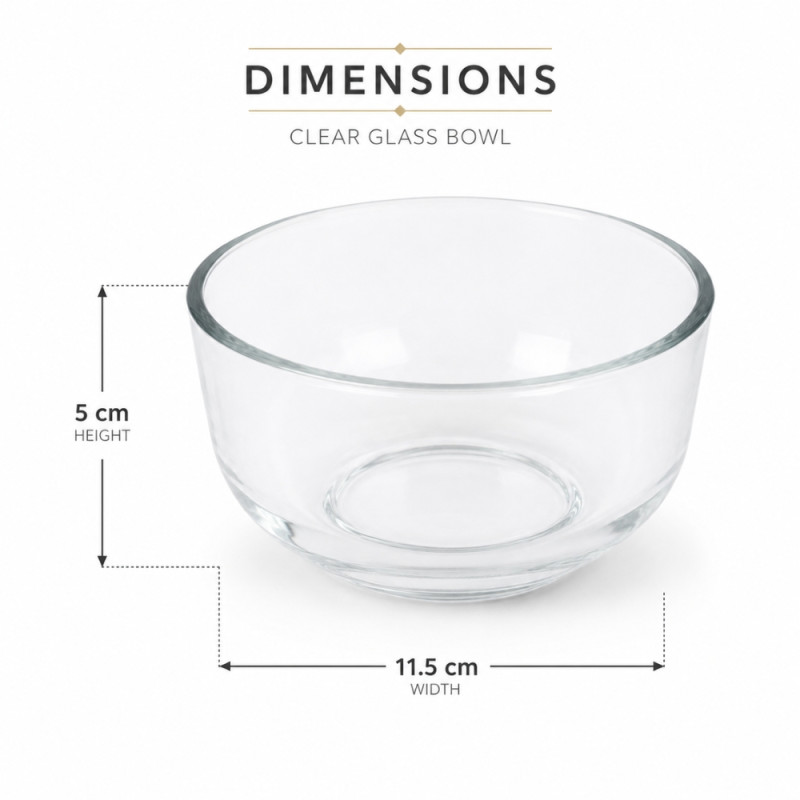 Elegant Transparent Glass Serving Bowl | Crystal Clear Design | 5cm H x 11.5cm W