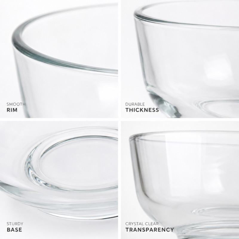 Elegant Transparent Glass Serving Bowl | Crystal Clear Design | 5cm H x 11.5cm W