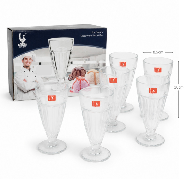Elegant Ice Cream Glassware Set - 6pcs