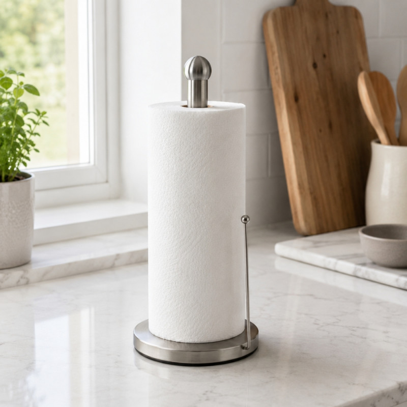 Refined Care Paper Towel Holder Designed for Everyday Cooking &amp; Kitchen Excellence – White (H-35, W-15 CM)