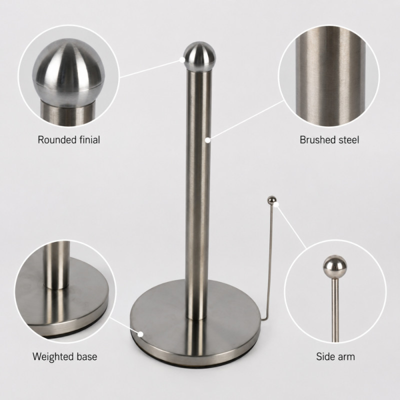 Refined Care Paper Towel Holder Designed for Everyday Cooking &amp; Kitchen Excellence – White (H-35, W-15 CM)