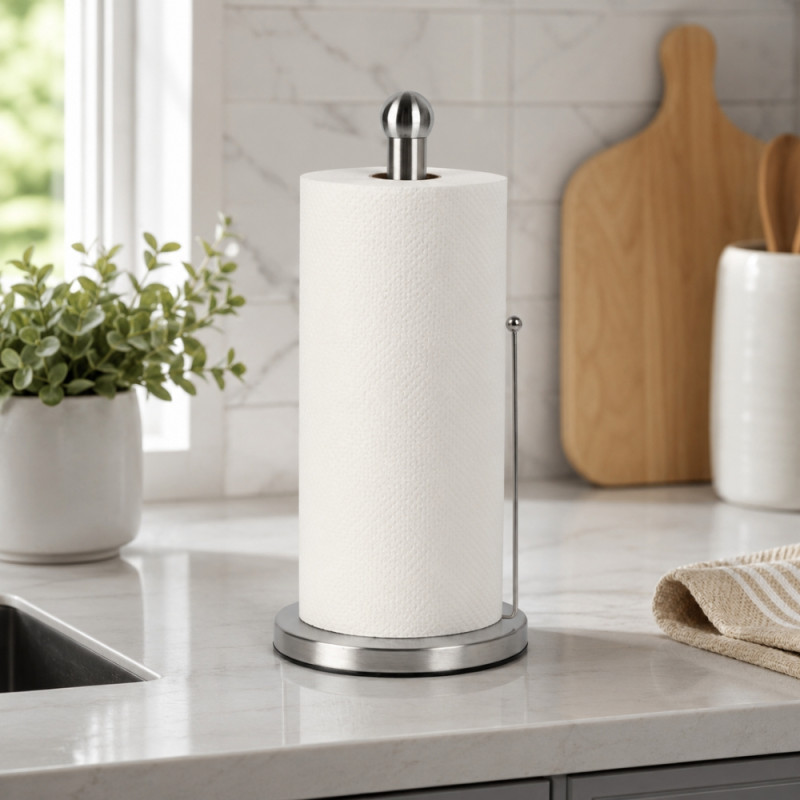 Refined Care Paper Towel Holder Designed for Everyday Cooking &amp; Kitchen Excellence – White (H-35, W-15 CM)