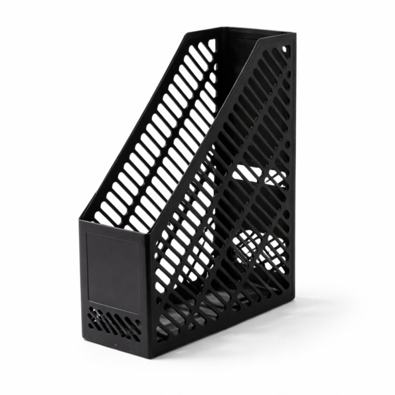 Plastic Magazine Rack for Organized Document Storage – Black