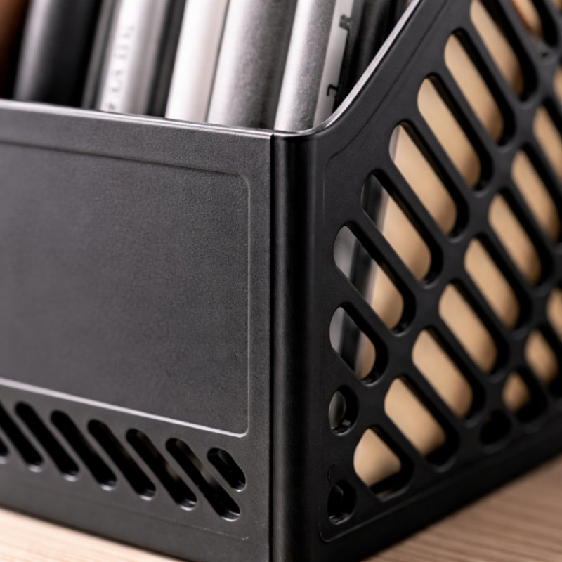 Plastic Magazine Rack for Organized Document Storage – Black